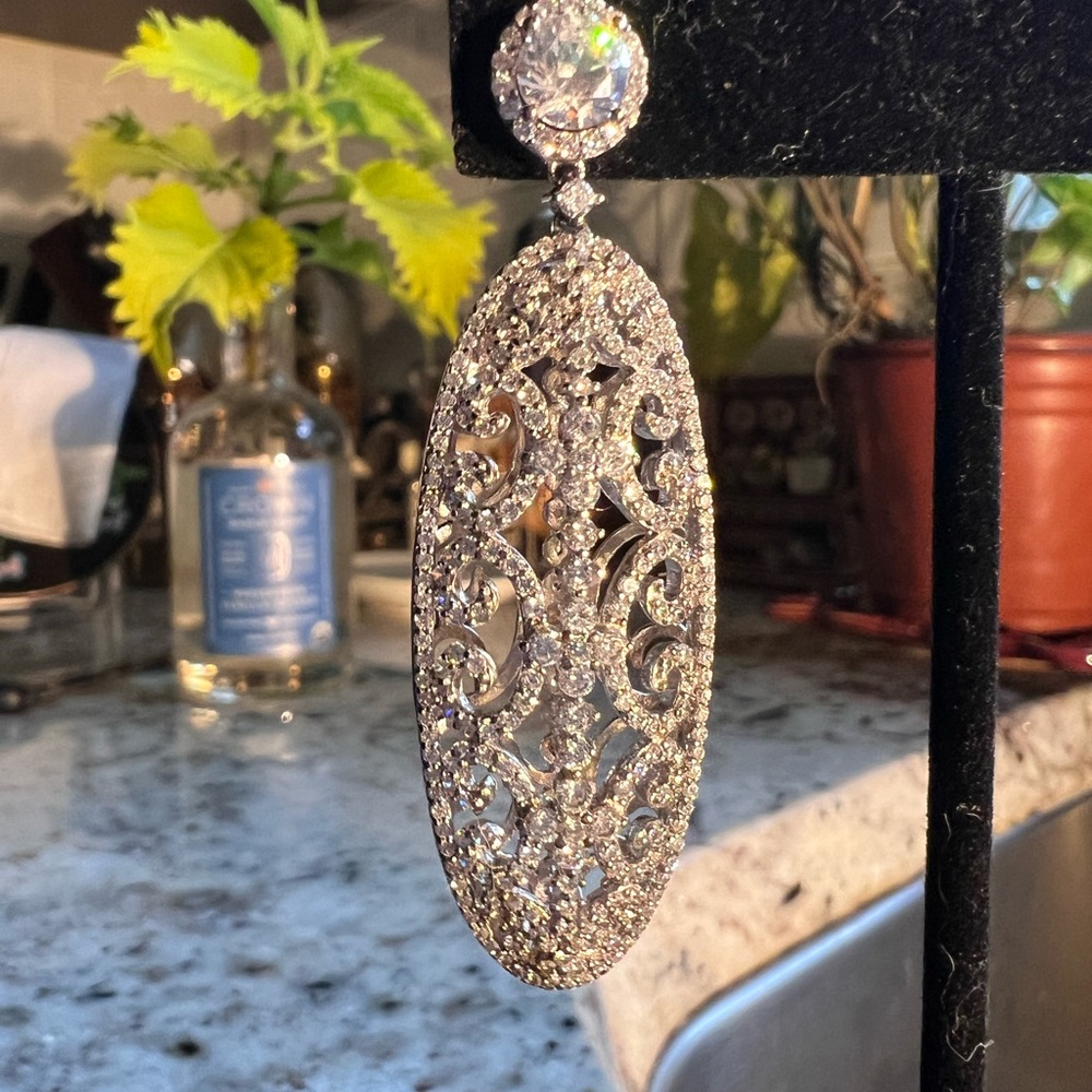 Unique Vintage Silver Statement Earrings - image 2